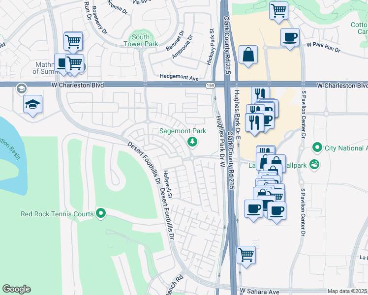 map of restaurants, bars, coffee shops, grocery stores, and more near 11320 Belmont Lake Drive in Las Vegas