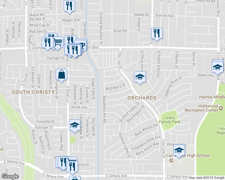 map of restaurants, bars, coffee shops, grocery stores, and more near 6071 Wild Berry Drive in Las Vegas