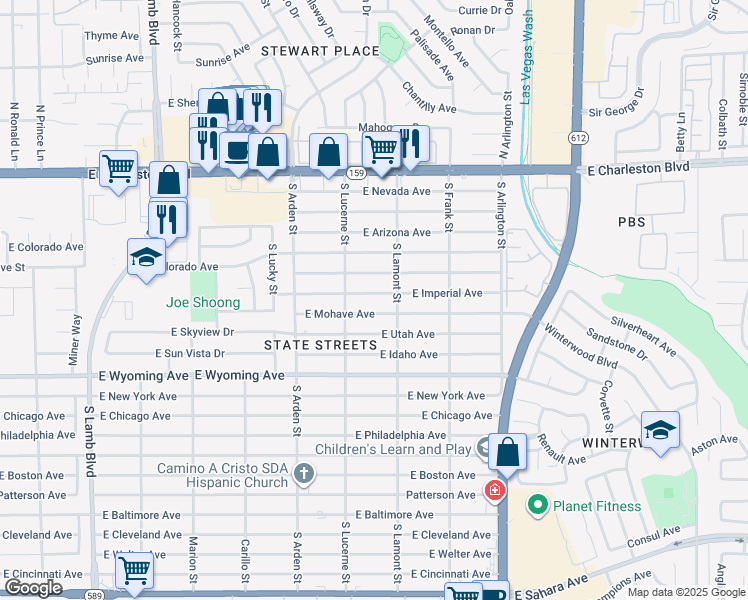 map of restaurants, bars, coffee shops, grocery stores, and more near 4755 East Imperial Avenue in Las Vegas