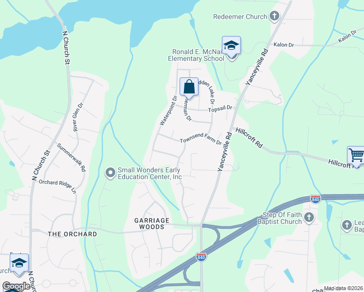 map of restaurants, bars, coffee shops, grocery stores, and more near 5507 Carriage Woods Drive in Browns Summit