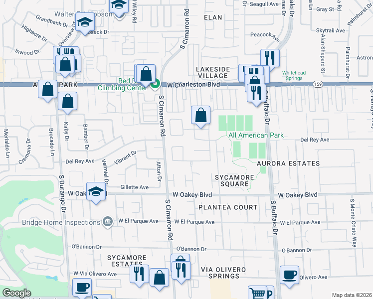 map of restaurants, bars, coffee shops, grocery stores, and more near 1504 Winslow St in Las Vegas
