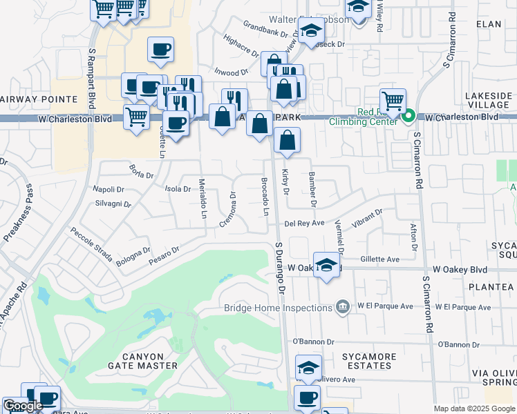 map of restaurants, bars, coffee shops, grocery stores, and more near 8605 Alfano Court in Las Vegas