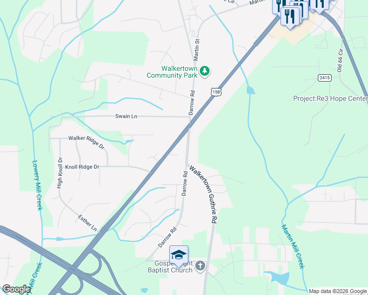 map of restaurants, bars, coffee shops, grocery stores, and more near 5026 Old Belews Creek Rd in Walkertown