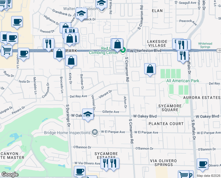 map of restaurants, bars, coffee shops, grocery stores, and more near 8312 Vibrant Drive in Las Vegas
