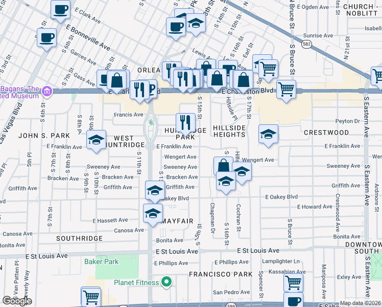map of restaurants, bars, coffee shops, grocery stores, and more near 1413 Wengert Avenue in Las Vegas