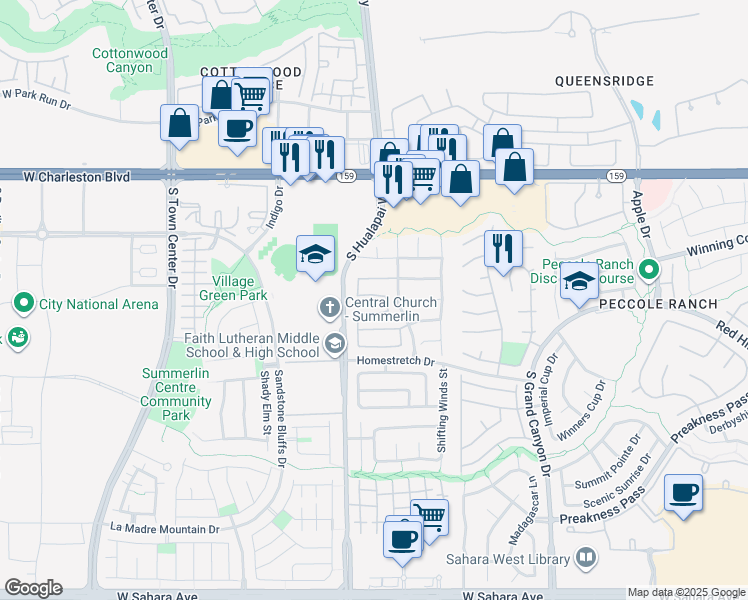 map of restaurants, bars, coffee shops, grocery stores, and more near 9909 Calabasas Avenue in Las Vegas