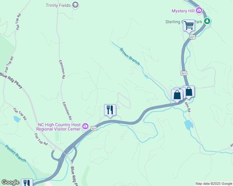 map of restaurants, bars, coffee shops, grocery stores, and more near 309 Ski Crest Park in Blowing Rock