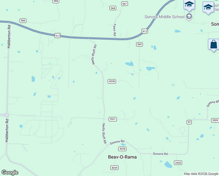 map of restaurants, bars, coffee shops, grocery stores, and more near 19602 Neills Bluff Road in Springdale