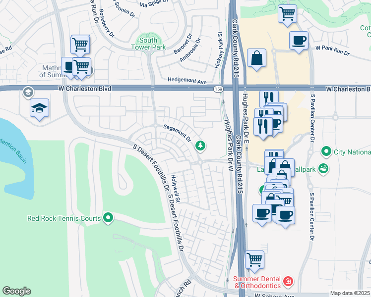 map of restaurants, bars, coffee shops, grocery stores, and more near 11320 Belmont Lake Drive in Las Vegas