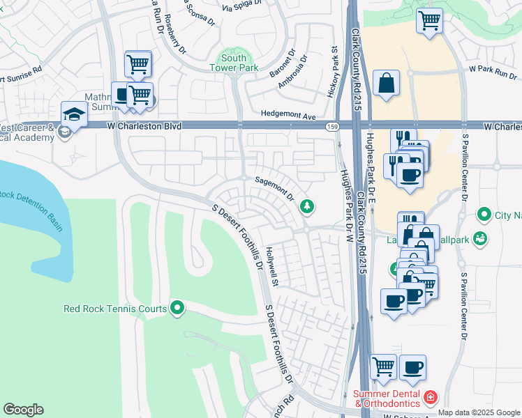 map of restaurants, bars, coffee shops, grocery stores, and more near 11420 Ogden Mills Drive in Las Vegas