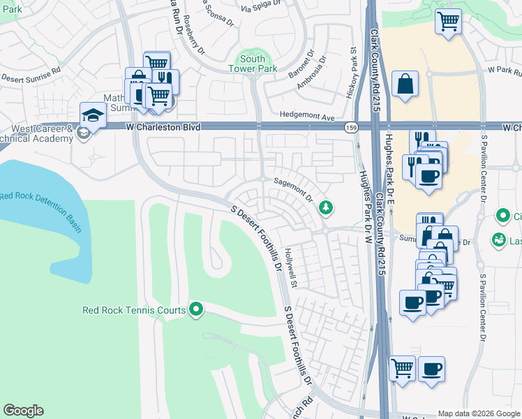 map of restaurants, bars, coffee shops, grocery stores, and more near 101 Ogden Mills Drive in Las Vegas