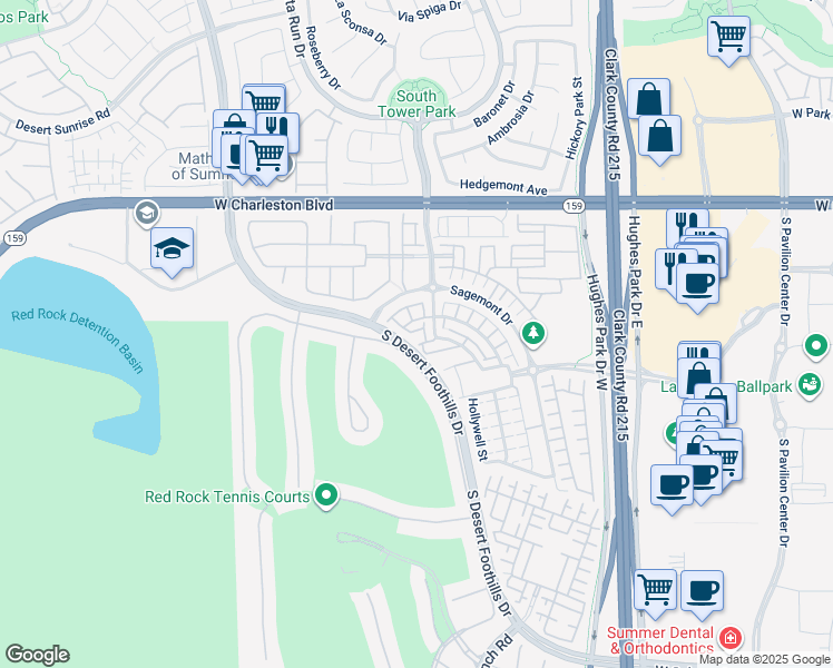 map of restaurants, bars, coffee shops, grocery stores, and more near 1993 Alcova Ridge Drive in Las Vegas