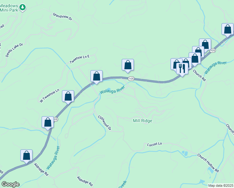 map of restaurants, bars, coffee shops, grocery stores, and more near 136 Fox Den Lane in Banner Elk