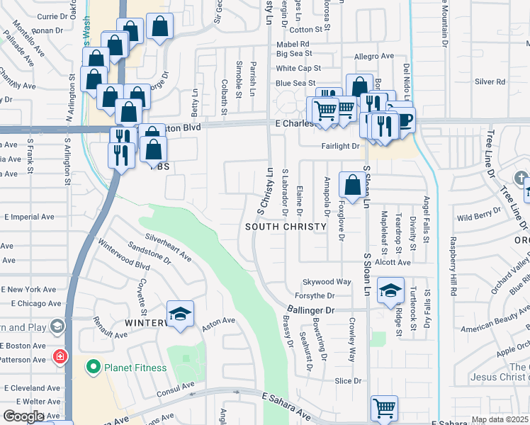 map of restaurants, bars, coffee shops, grocery stores, and more near 5515 Blackthorn Drive in Las Vegas