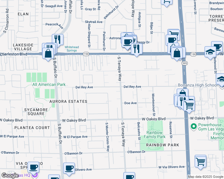 map of restaurants, bars, coffee shops, grocery stores, and more near 1400 Silver Oaks Street in Las Vegas