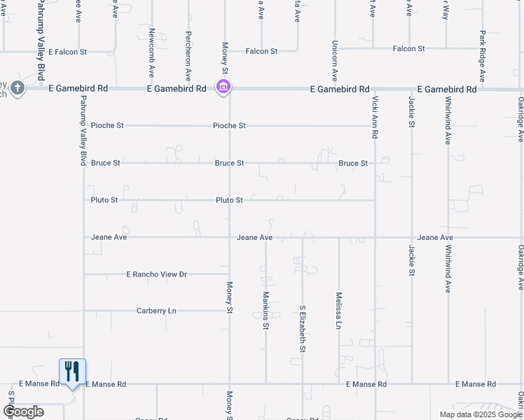 map of restaurants, bars, coffee shops, grocery stores, and more near 1611 Pluto Street in Pahrump