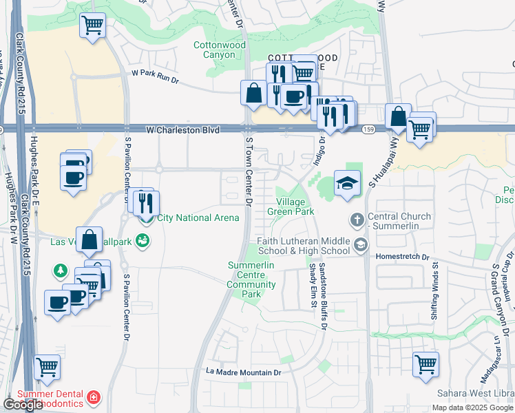 map of restaurants, bars, coffee shops, grocery stores, and more near 10481 Riverside Park Avenue in Las Vegas