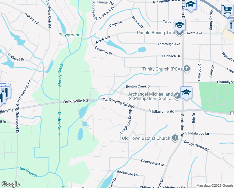 map of restaurants, bars, coffee shops, grocery stores, and more near 4032 Clarendon Avenue in Winston-Salem