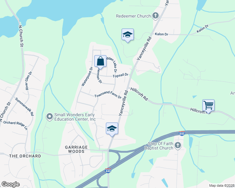 map of restaurants, bars, coffee shops, grocery stores, and more near 905 Townsend Farm Drive in Browns Summit