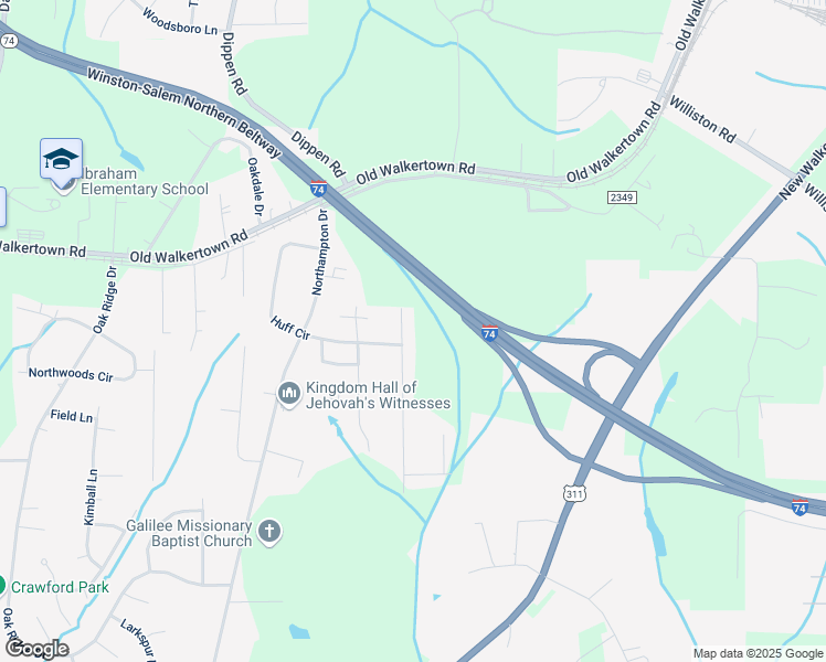 map of restaurants, bars, coffee shops, grocery stores, and more near 4391 Winnabow Road in Winston-Salem