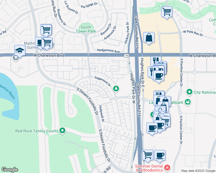 map of restaurants, bars, coffee shops, grocery stores, and more near 11356 Belmont Lake Drive in Las Vegas
