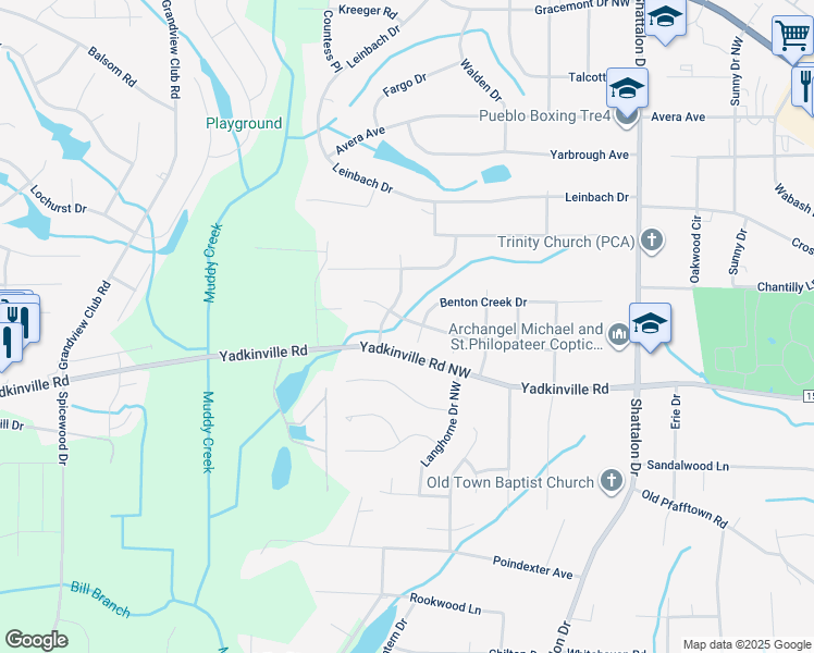 map of restaurants, bars, coffee shops, grocery stores, and more near 4032 Clarendon Avenue in Winston-Salem