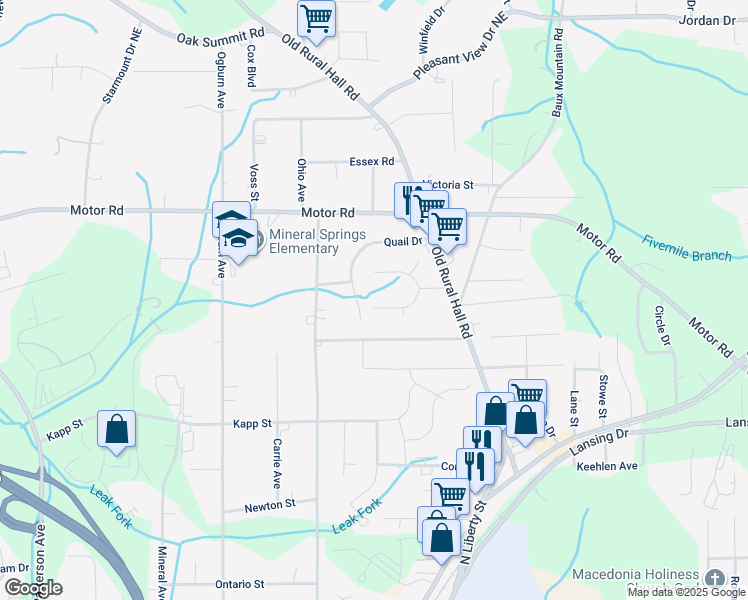 map of restaurants, bars, coffee shops, grocery stores, and more near 1001 Wooded Avenue in Winston-Salem