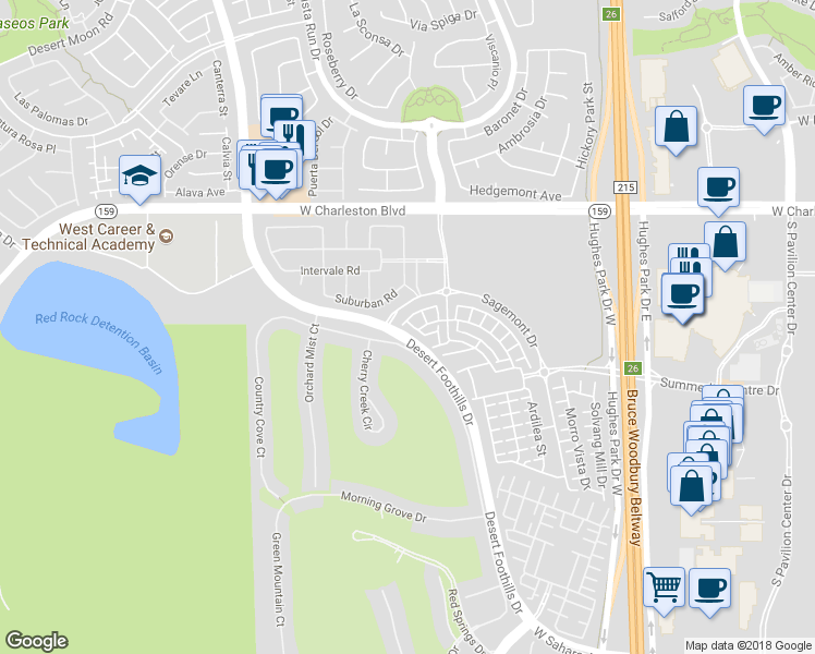 map of restaurants, bars, coffee shops, grocery stores, and more near 1993 Alcova Ridge Drive in Las Vegas