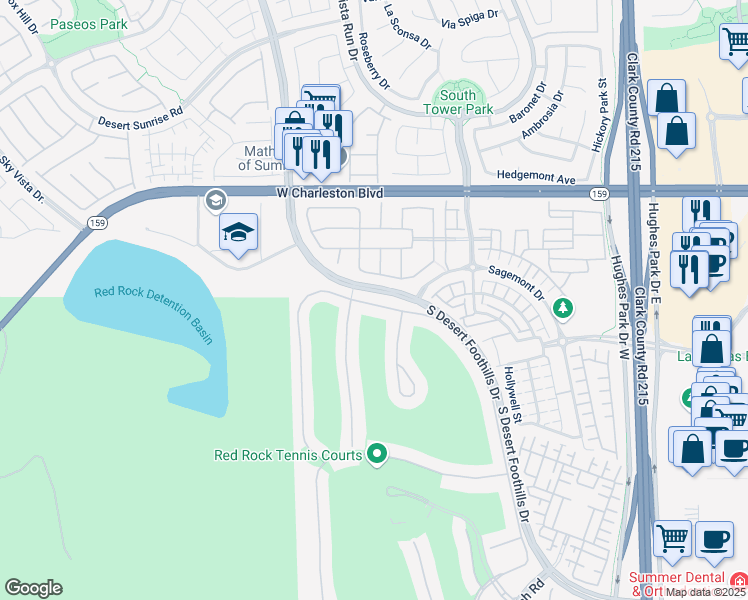 map of restaurants, bars, coffee shops, grocery stores, and more near 1973 Alcova Ridge Drive in Las Vegas