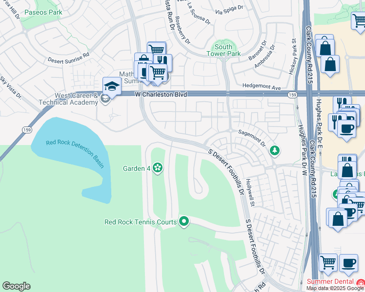 map of restaurants, bars, coffee shops, grocery stores, and more near 1973 Alcova Ridge Drive in Las Vegas
