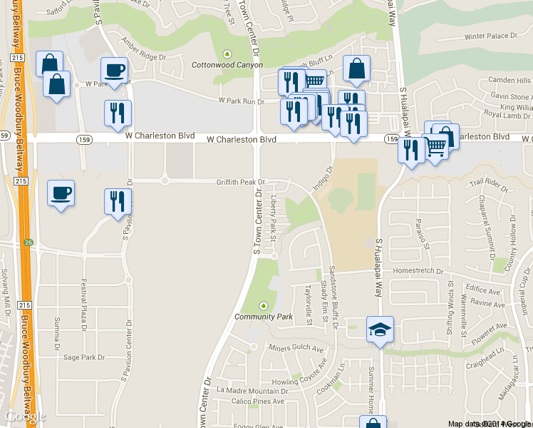 map of restaurants, bars, coffee shops, grocery stores, and more near 10482 Riverside Park Avenue in Las Vegas