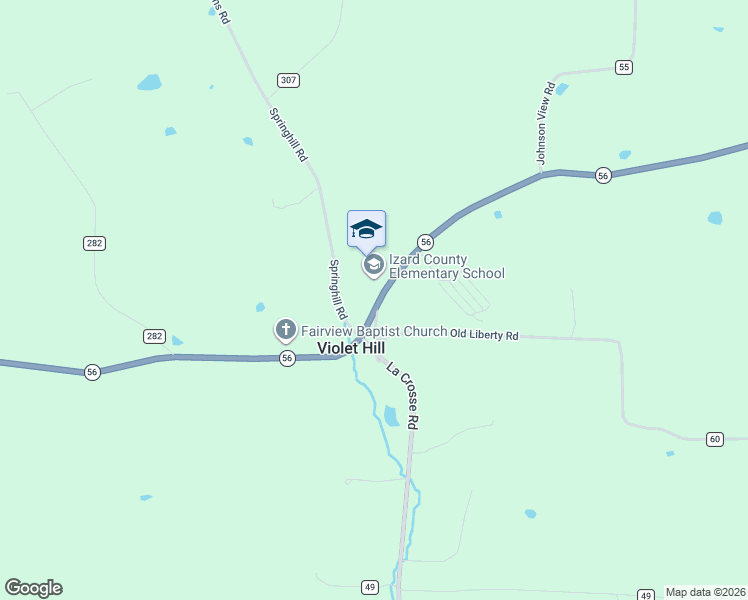map of restaurants, bars, coffee shops, grocery stores, and more near 5499 Arkansas 56 in Violet Hill