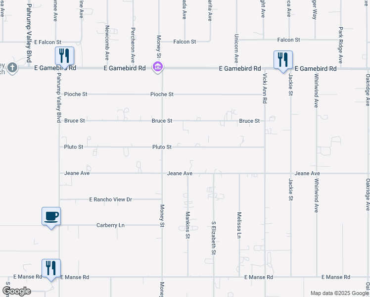 map of restaurants, bars, coffee shops, grocery stores, and more near 1611 Pluto Street in Pahrump