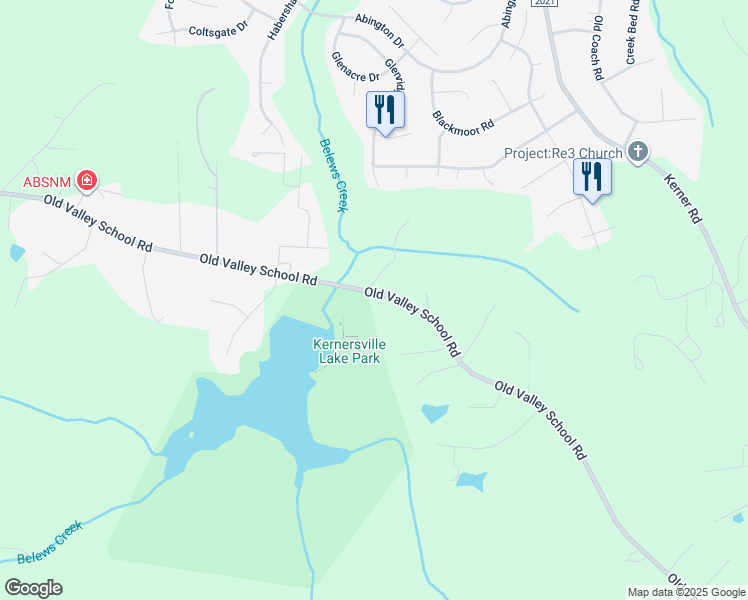 map of restaurants, bars, coffee shops, grocery stores, and more near 6414 Old Valley School Road in Kernersville