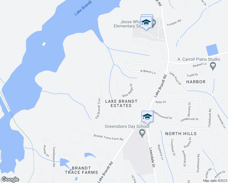 map of restaurants, bars, coffee shops, grocery stores, and more near 5403 Century Oaks Drive in Greensboro