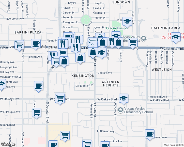 map of restaurants, bars, coffee shops, grocery stores, and more near 1453 Rothwell Court in Las Vegas