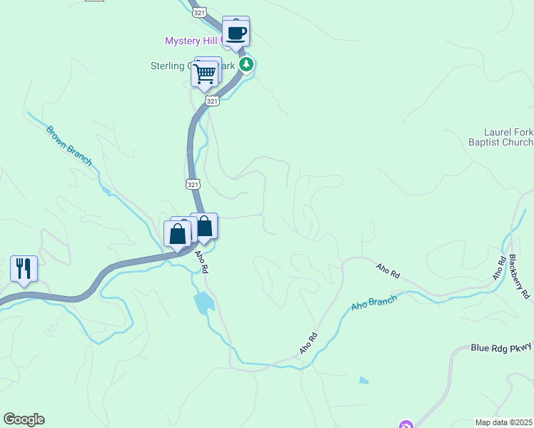 map of restaurants, bars, coffee shops, grocery stores, and more near 1352 Stoney Brook Lane in Boone