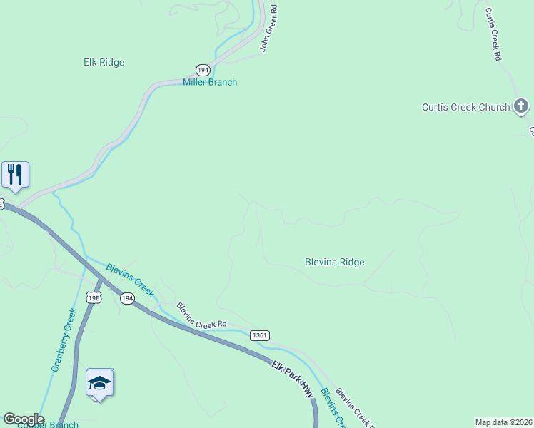 map of restaurants, bars, coffee shops, grocery stores, and more near 150 Quail Hollow Drive in Elk Park
