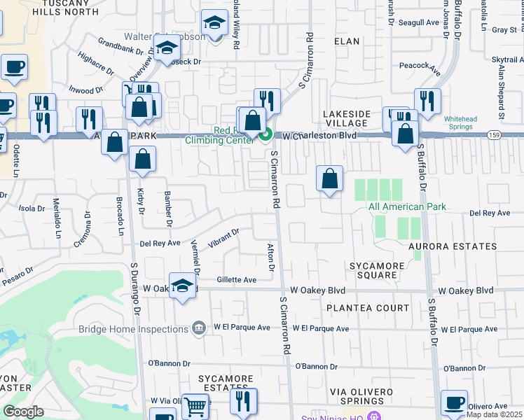 map of restaurants, bars, coffee shops, grocery stores, and more near 8213 Windrush Avenue in Las Vegas