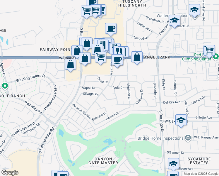map of restaurants, bars, coffee shops, grocery stores, and more near 8745 Isola Drive in Las Vegas