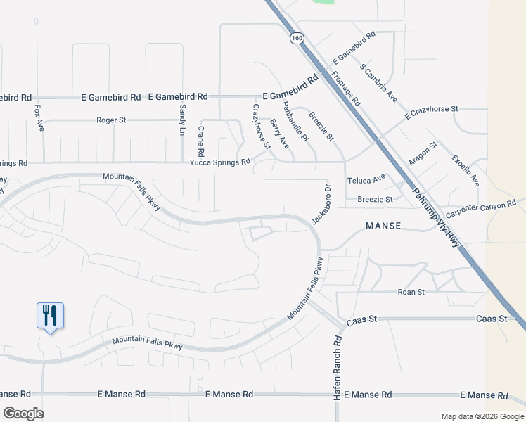 map of restaurants, bars, coffee shops, grocery stores, and more near 5715 East Victoria Falls Drive in Pahrump
