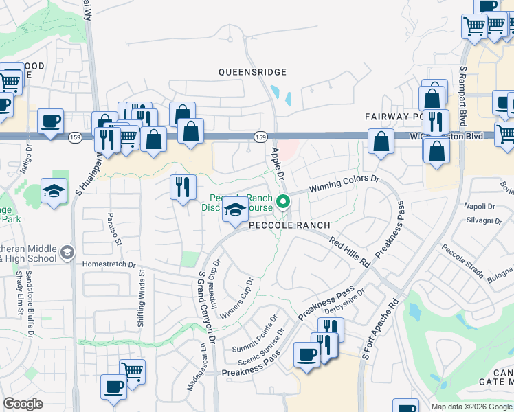 map of restaurants, bars, coffee shops, grocery stores, and more near 9517 Spanish Steps Lane in Las Vegas