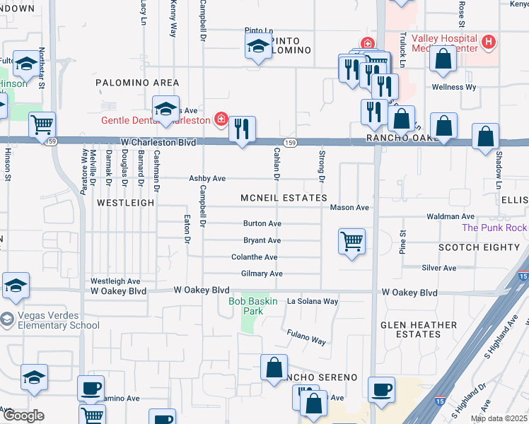 map of restaurants, bars, coffee shops, grocery stores, and more near 2809 Mason Avenue in Las Vegas
