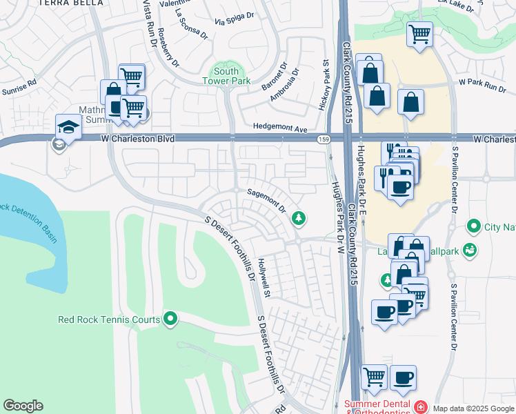 map of restaurants, bars, coffee shops, grocery stores, and more near 11404 Belmont Lake Drive in Las Vegas