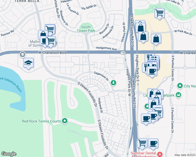 map of restaurants, bars, coffee shops, grocery stores, and more near 11404 Belmont Lake Drive in Las Vegas