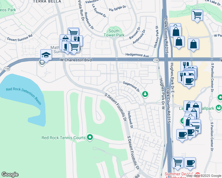 map of restaurants, bars, coffee shops, grocery stores, and more near 11494 Belmont Lake Drive in Las Vegas