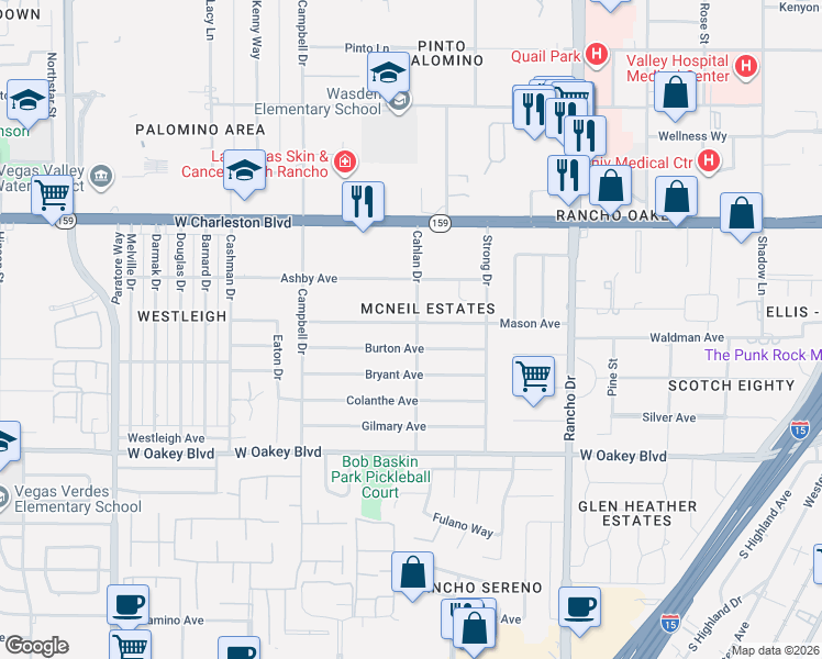 map of restaurants, bars, coffee shops, grocery stores, and more near in Las Vegas