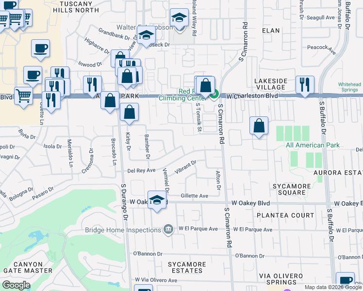 map of restaurants, bars, coffee shops, grocery stores, and more near 1408 Mink Creek Drive in Las Vegas