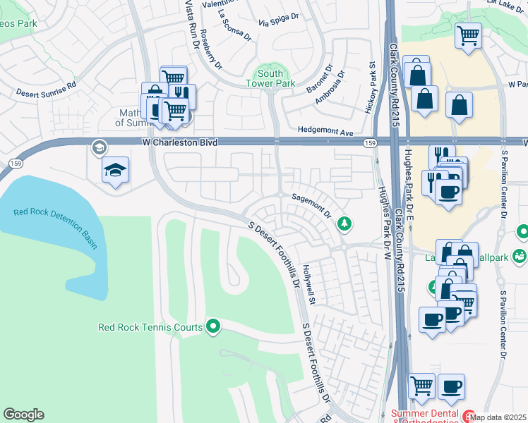 map of restaurants, bars, coffee shops, grocery stores, and more near 11500 Belmont Lake Drive in Las Vegas