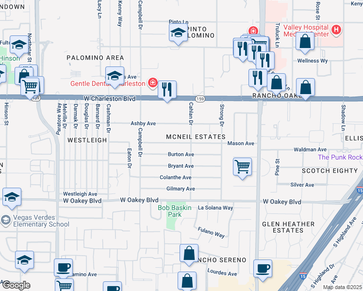 map of restaurants, bars, coffee shops, grocery stores, and more near 2809 Mason Ave in Las Vegas